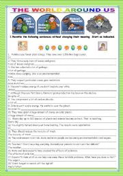 English Worksheet: ENVIRONMENTAL PROBLEMS AND PRESERVATION -THE WORLD AROUND US