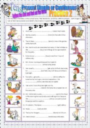 English Worksheet: Present Simple vs Present Continuous Practice 2