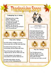 English Worksheet: Songs and Poems for Thanksgiving