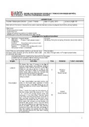 English Worksheet: lesson plan