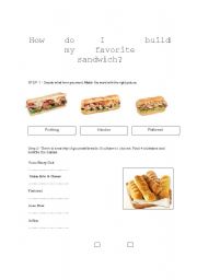 English worksheet: How do I build my favorite  sandwich