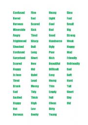 English worksheet: basic adjectives and emotions