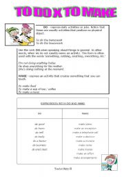 English Worksheet: TO DO x TO MAKE