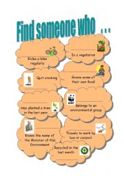 English Worksheet: Find Someone Who 