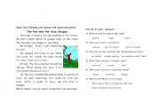 English worksheet: Reading Passage ( Fable)