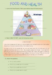 English Worksheet: food and health