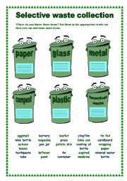 English Worksheet: Selective waste collection