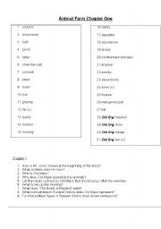 English Worksheet: Animal Farm / Orwell: 10 chapters of Qs and vocab