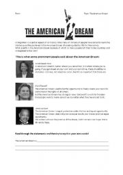 English Worksheet: The American Dream