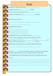 English Worksheet: Russia - Geography