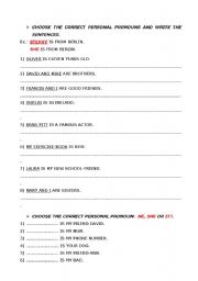 English Worksheet: PERSONAL PRONOUNS