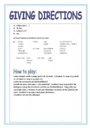 English Worksheet: Giving Directions: Instructions and maps, 4 PAGES (includes 3 maps)