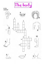 English Worksheet: The body crossword