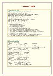 English Worksheet: Modal vebs
