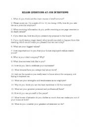 English Worksheet: Killer questions at job interviews