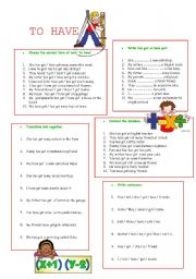 English Worksheet: TO HAVE