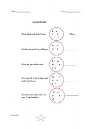 English worksheet: Animal Riddle