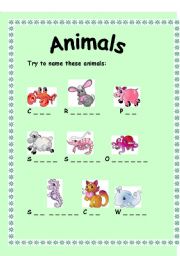 English worksheet: Animals 