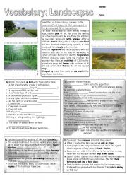 English Worksheet: Vocabulary: Landscapes