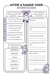 English Worksheet: Passive Voice Exercises (Purple Series)