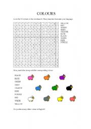 English worksheet: COLOURS