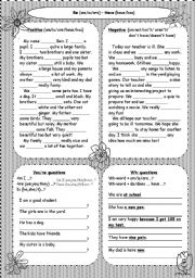 English Worksheet: Be -Have