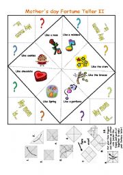 English Worksheet: Mother�s day fortune Teller II