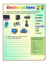 adjectives with electronic items 