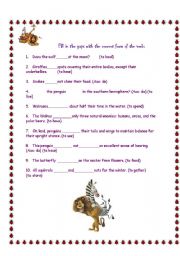 English Worksheet: Present simple (fill in the gaps)