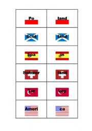 English worksheet: Countries and nationalities  - memory game