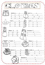 English Worksheet: CLOTHES