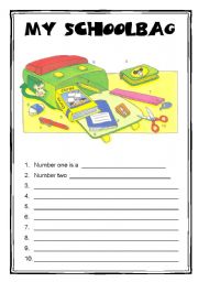 English Worksheet: Schoolbag