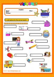 English Worksheet: Back to School