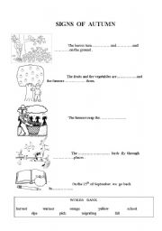 English worksheet: signs of autums