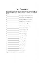 English Worksheet: FIRST DAY IN THE CLASSROOM