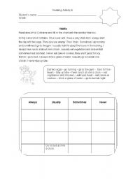 English worksheet: Reading activity with Present Simple and Frequency Adverbs