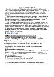 English Worksheet: Genes