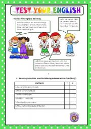 English Worksheet: TEST YOUR ENGLISH - BEGINNERS