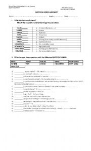 English worksheet: question word