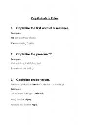 English Worksheet: Capitalization Rules