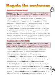 English Worksheet: Negation: Present and Past tense