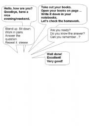 English worksheet: classroom language- teacher