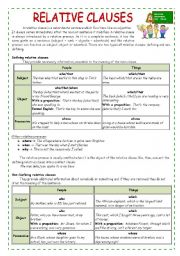 English Worksheet: RELATIVE CLAUSES