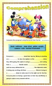 English Worksheet: Comprehension - Mickeys Trip with Friends