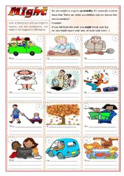 English Worksheet: Might (possibility) practice + suggestions ((3 pages)) ***fully editable