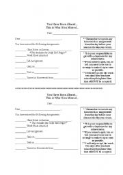English Worksheet: Make Up Work Slips 
