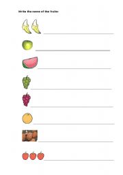 English Worksheet: Fruits