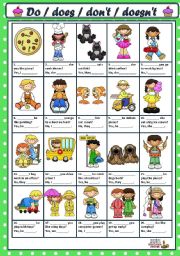 English Worksheet: ASKING AND ANSWERING QUESTIONS WITH DO / DOES / DONT / DOESNT