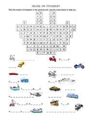 Means of transport (word search)