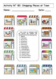 English Worksheet: SHOPPING PLACES AT TOWN